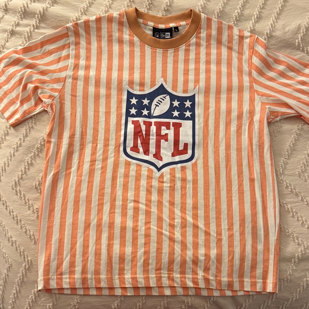 New Era Orange and White Striped Tee